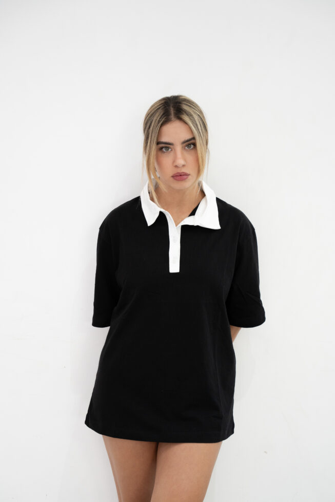 חולצת אוברסייז שילוב צבעים שחורה (2)